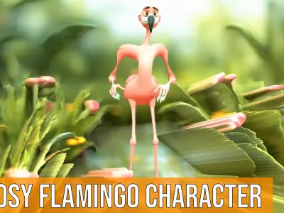 Rosy Flamingo Character model pack Low-poly 3D model