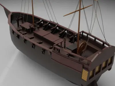 Galleon - Ship Low-poly Model Low-poly 3D model