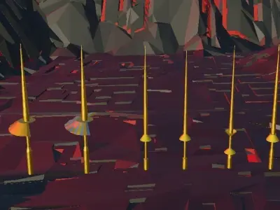 Polearms Batch forged on a Volcano Low-poly 3D model