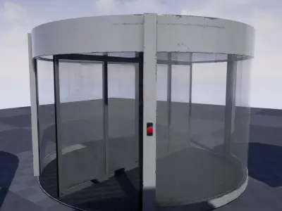 Revolving door set Low-poly 3D model