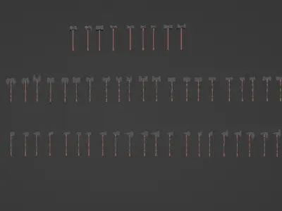 Battle Weapons Collection Low-poly 3D model