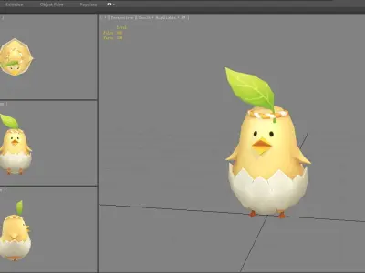 Cartoon new born chick - newborn bird Low-poly 3D model