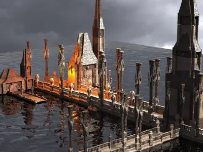 Fishing Town Port Kult Kitbash 3D model