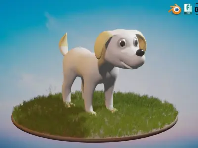 Cute little Puppy Dog Low-poly 3D model