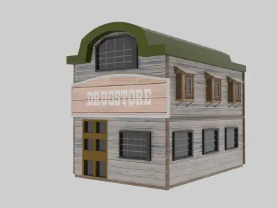 Wild West - Drugstore Low-poly 3D model