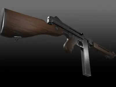 M1A1 Thompson Submachinegun Low-poly 3D model