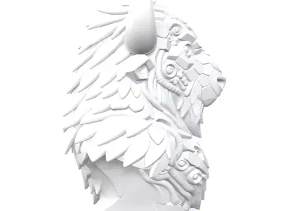 Cyber Bison  Futuristic Mecha Bison Bust 3D print model