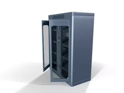 Sci-Fi Storage Cabinet Double Glass Doors - PBR Game Ready Low-poly 3D model