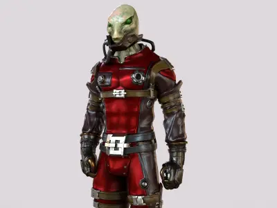 Sci-Fi Alien Character Game ready Low-poly 3D model