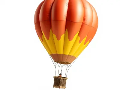 Fiery Pattern Hot Air Balloon 3D model pack Low-poly 3D model