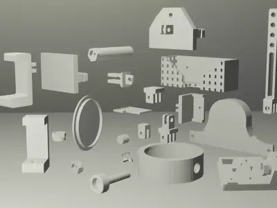 Randome parts for decoration from various 3D printing Projects Low-poly 3D model