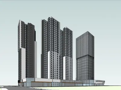 SU model of modern high-rise office and apartment building 3D model
