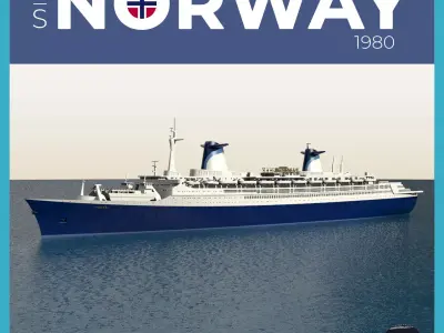 SS NORWAY 1980 cruise ship - full hull and waterline 3D print model
