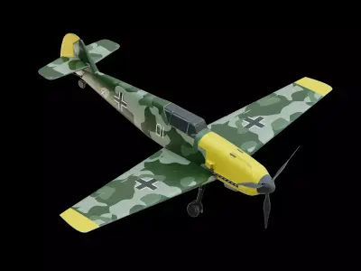 Messerschmitt Bf 109 Fighter Aircraft Low-poly 3D model