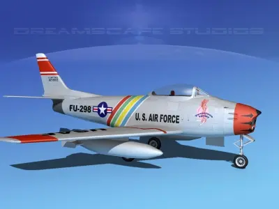 North American F-86 Sabre Jet V04 USAF 3D model