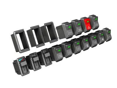 Rocker switches with gang 3D model