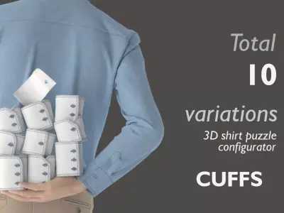 Part 5 - 3D Shirt Puzzle Configurator - CUFFS 3D model