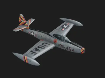 The F-84B Thunderjet  Hand painted game model Low-poly 3D model