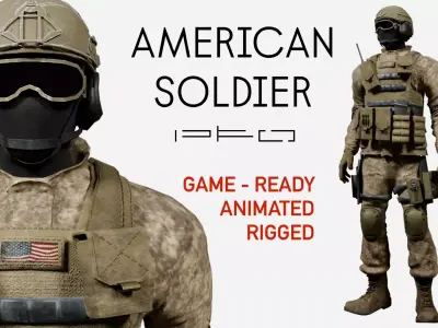 American Soldier Low-poly 3D model