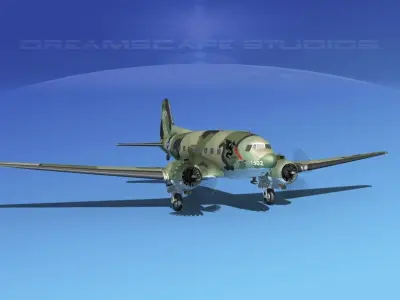 Douglas C-47 Dakota USAF V05 3D model