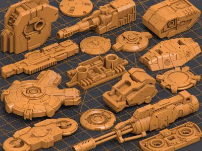 Mega Pack Hard Surface Kitbash 300 DETAILS 3D model