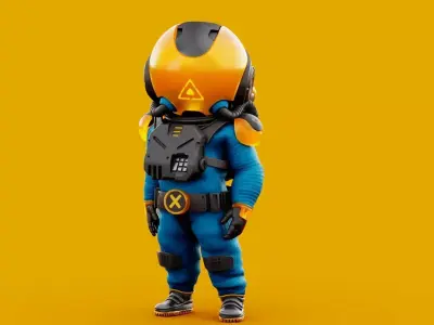 Toon Astronaut F-1 Rigged 3D model