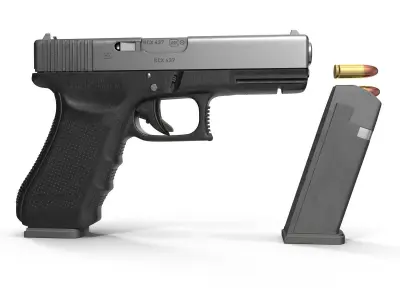 Glock 17 Semi Automatic Pistol Black 3D model