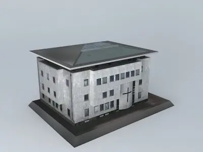 Modern religious building Low-poly 3D model