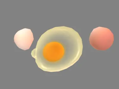 Cartoon egg liquid - egg yolk - broken egg - eggshell Low-poly 3D model