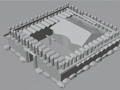 Barracks Age of Empires 2  Low-poly 3D model