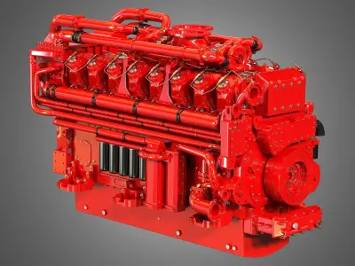  QSK95 16 Cylinders Engine - Marine Turbocharged Diesel Engine 3D model