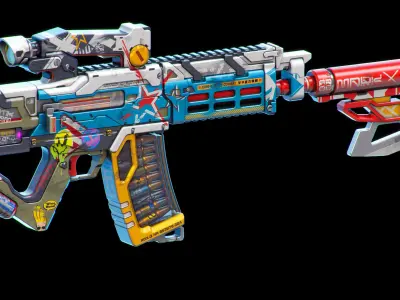 Sci-Fi Rifles Set Kitbash 3D model