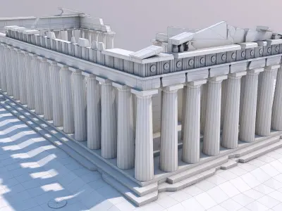 Low Poly Parthenon in Athens Greece Landmark Low-poly 3D model