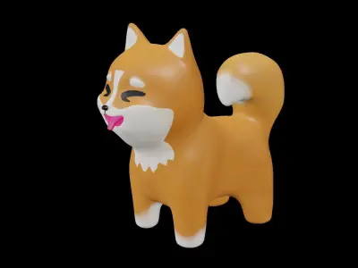 Free Cute Toon Shiba Inu Free low-poly 3D model