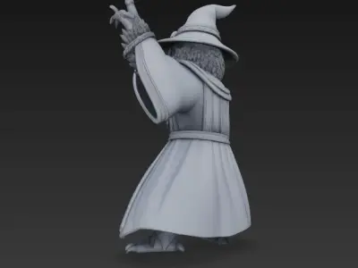 Bearded Wise Owl Wizard Mystic Rock Legend 3D Print Model 3D model