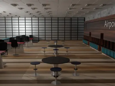 Airport Departures Lounge Low-poly 3D model