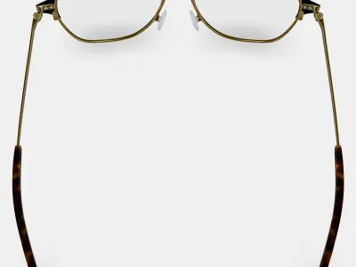 Corson Eyeglasses in Jet Black with Polished Gold 3D model