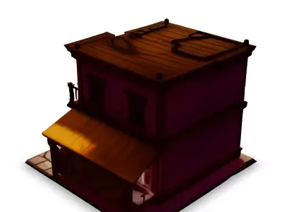 Stylized Wild West Saloon Building Low-poly 3D model