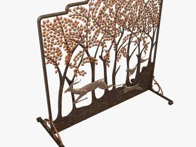 Fine and Rare Deer Fire Screen by Edgar Brandt 3D model
