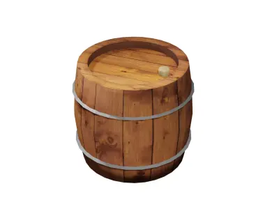 wooden barrel low-poly game ready Low-poly 3D model