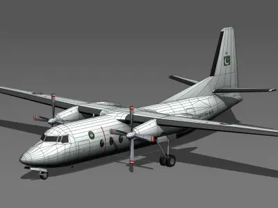 Fokker F27 Low Poly Low-poly 3D model