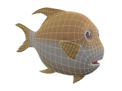 Snubnose Dart Fish Cartoon Animated Low-poly 3D model