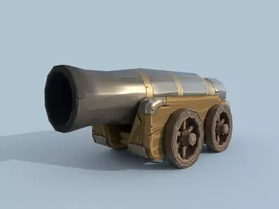 Stylized Naval Cannon Low-poly 3D model