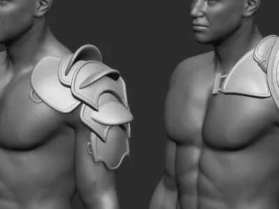 20 Low-poly medieval fantasy shoulder armor base mesh IMM brush 3D model
