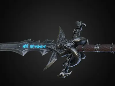 FROSTMOURNE sword with glow Low-poly 3D model