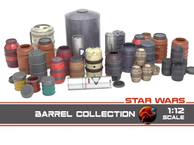 Barrels and containers 1-12 scale Blackseries  3D Model Pack
