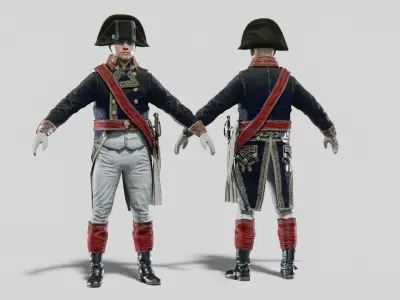 Soldier Napoleon General Rigged Low-poly 3D model