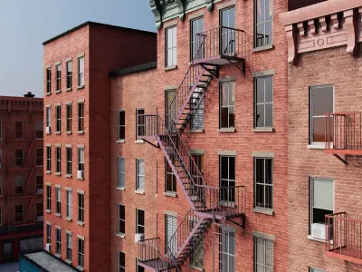 Chicago brick building 2 Low-poly 3D model