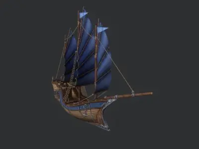 rain ship environment assets Four ships at different times Low-poly 3D model