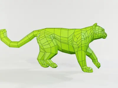 Snow Leopard Low-poly 3D model